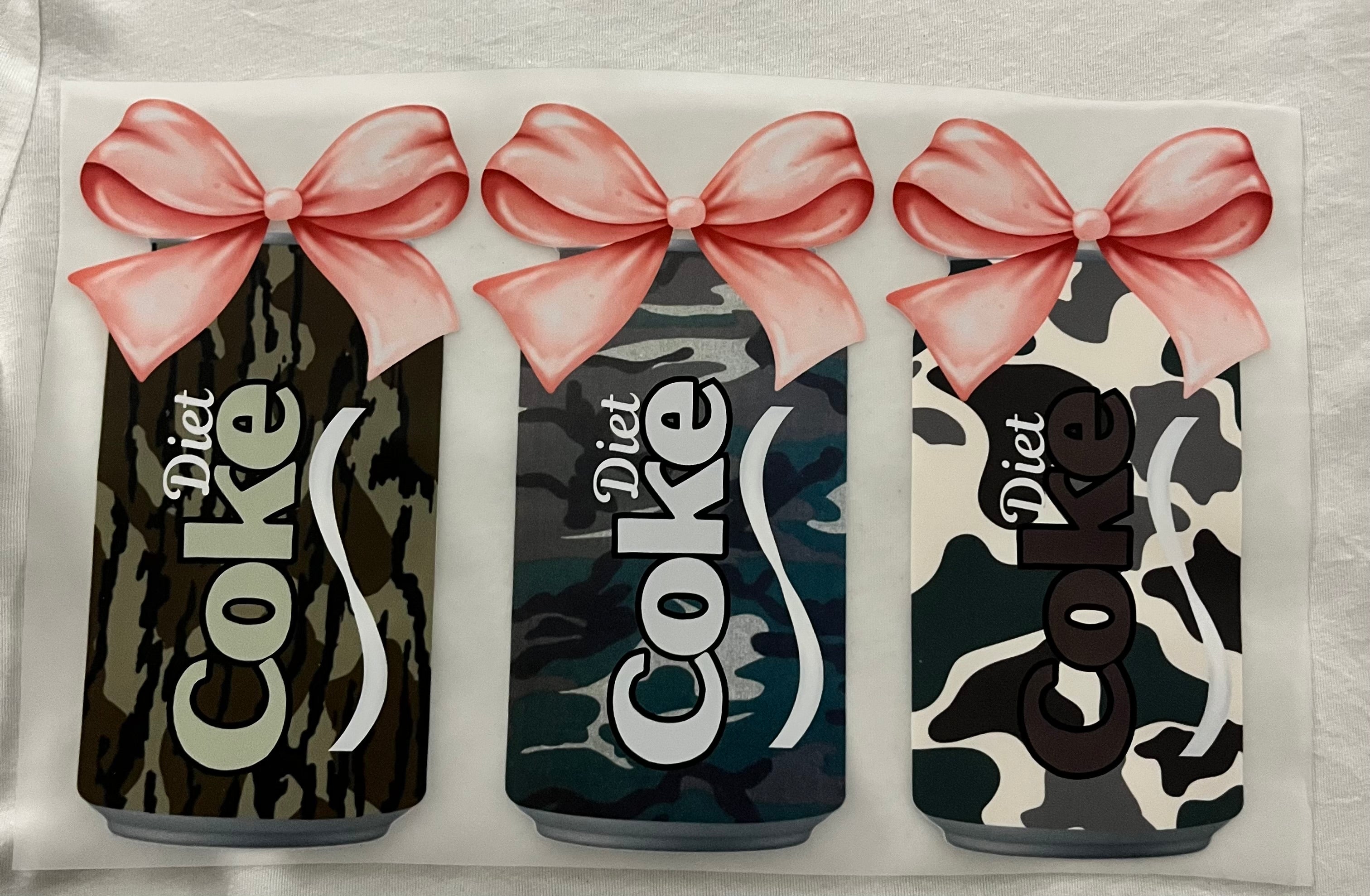 Short Sleeve: "Pink Camo Bow Diet Coke"